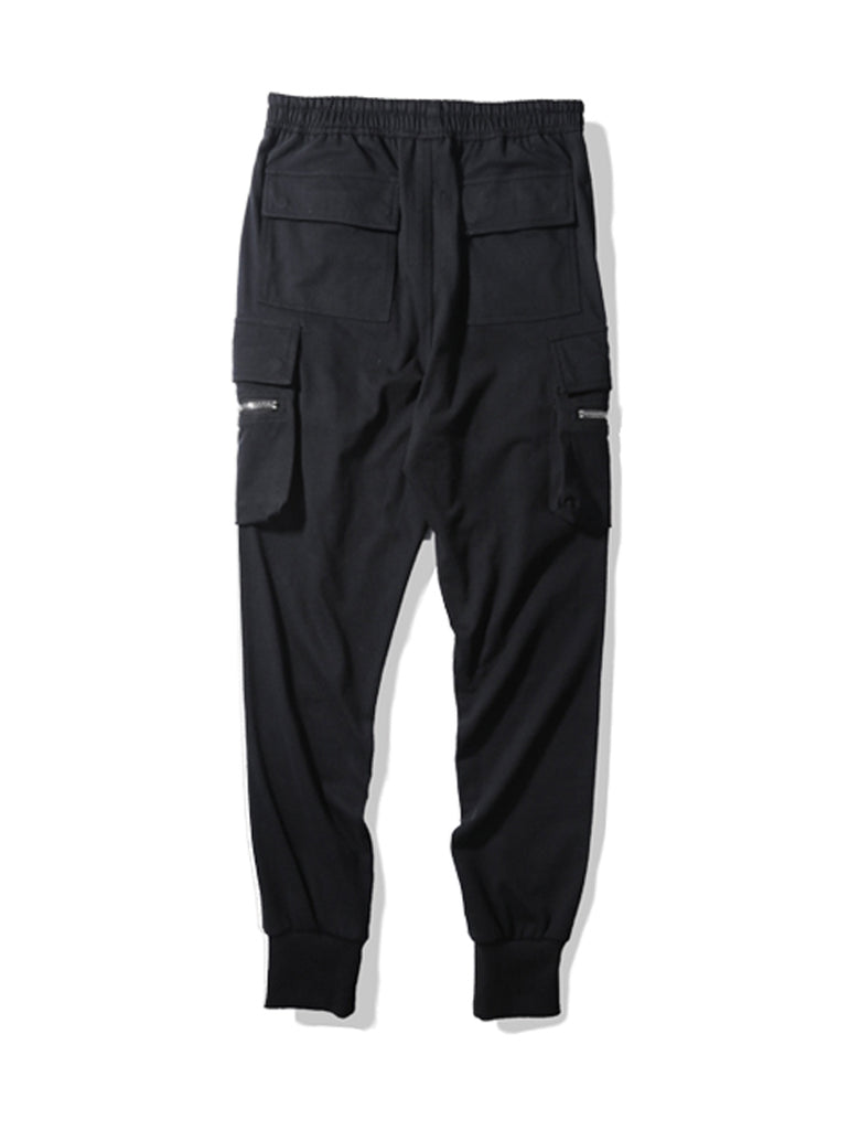 Back view of black cargo pants